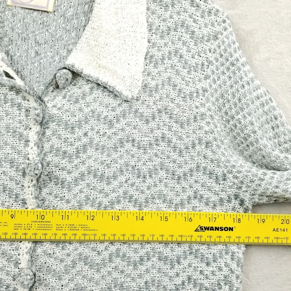 Isabelle Cardigan‎ Women M Gray Chenille Notch Hem Long Sleeve Sweater Cottage